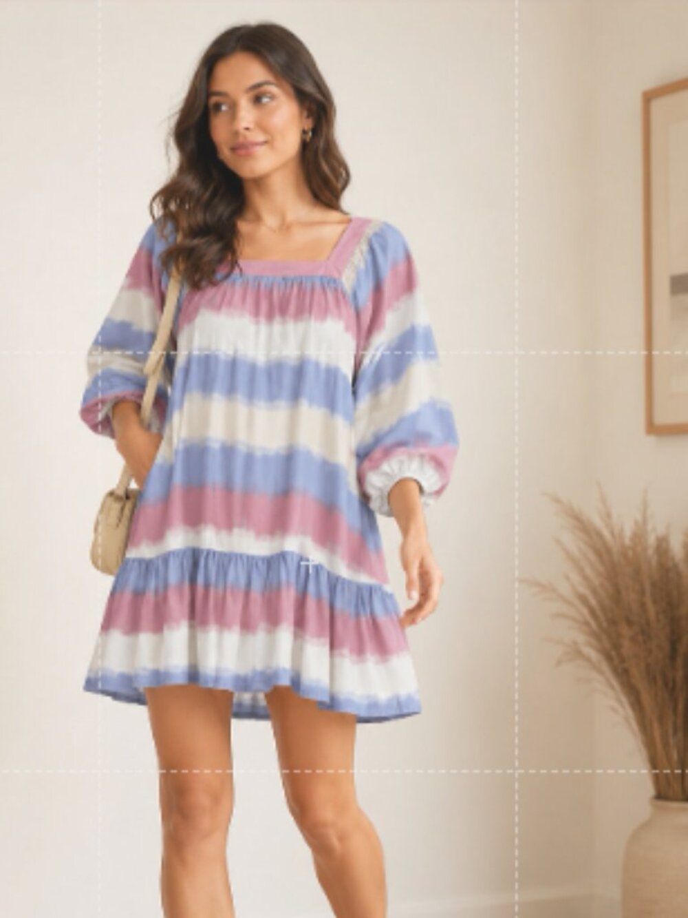 Outerknown Miro Travel Mini Coachella Dress Puff Sleeve Ruffle Organic Cotton M
